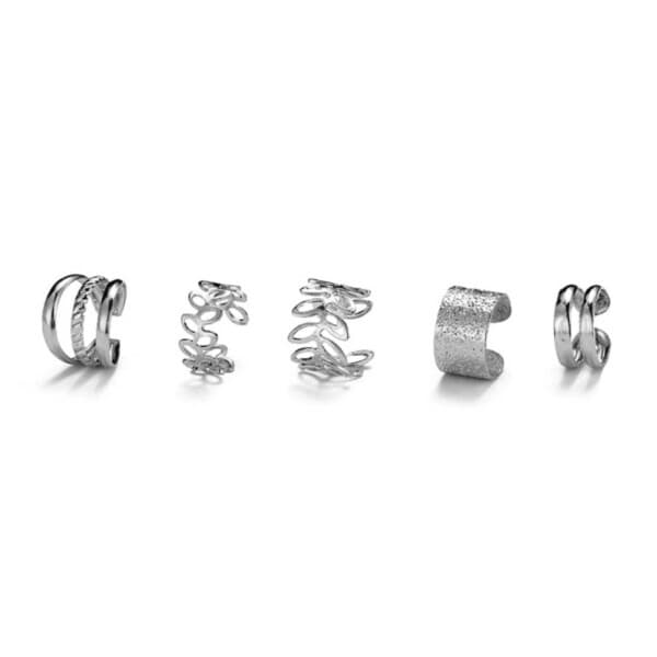 Fake Helix Piercing 5-pack Örhänge Ear Cuff utan Hål Silver