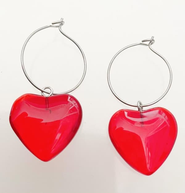 Creoler Hjärta Röd Rostfritt stål Heart Partner Love Kärlek
