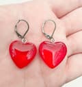 Pikkukuva 3 / 3: Earrings - Heart - Red - Stainless Steel - Brisure