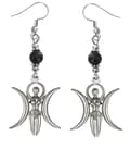 Pikkukuva 1 / 2: Earrings - Triple Moon - Goddess - Onyx