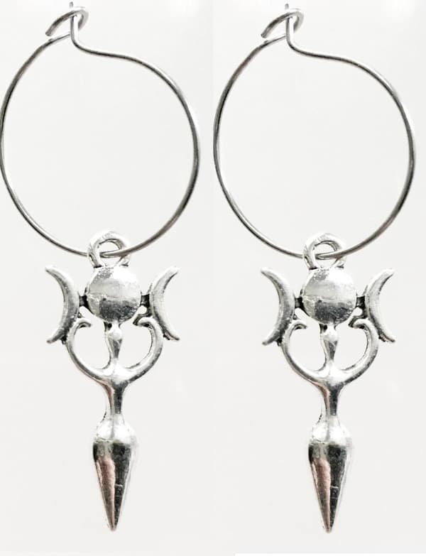 Earrings - Creoles -Triple Moon - Goddess