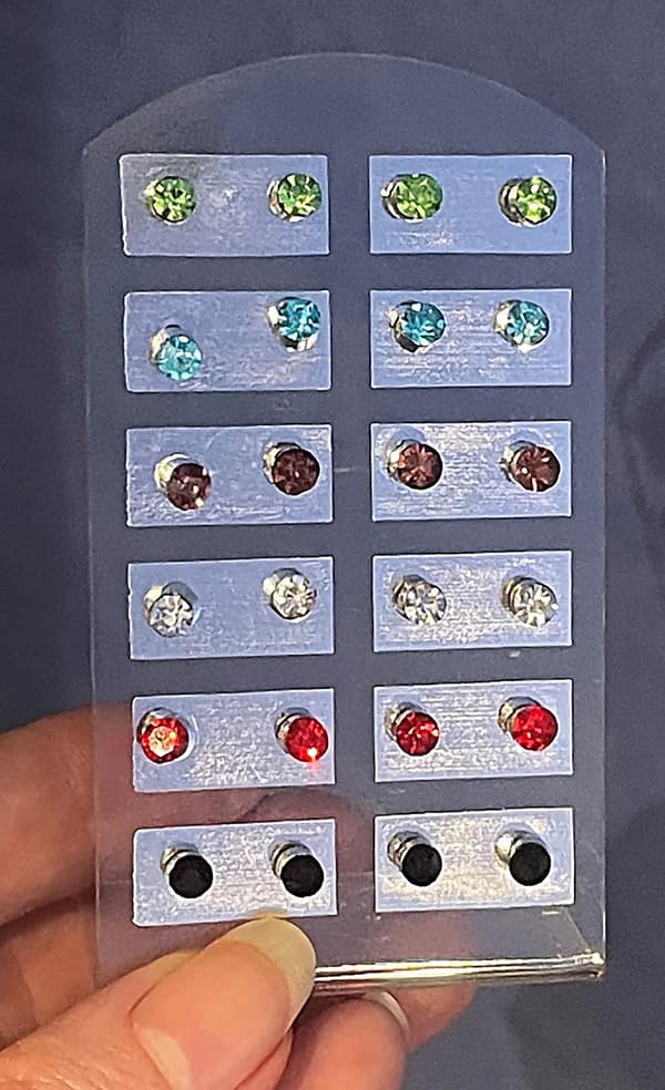 12 par Stud Örhängen med Rhinestones i 6 Olika Färger
