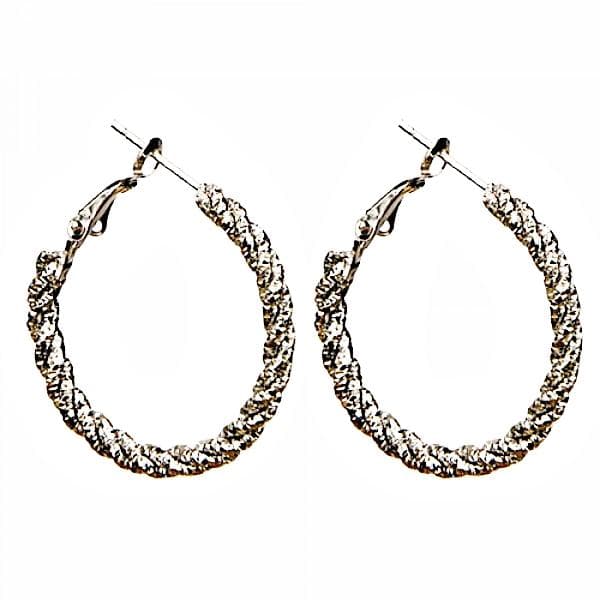Runda Hoop Örhängen - Twist & Tvinnade - Silver