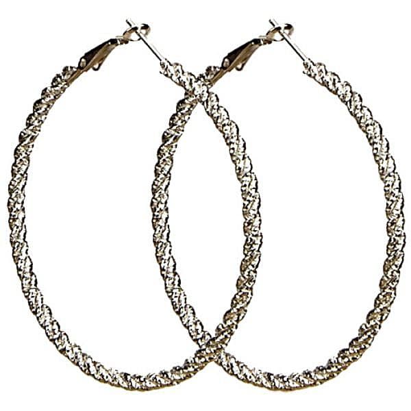 Stora Runda Silver Hoop Örhängen - Twist & Tvinnade - 6 cm