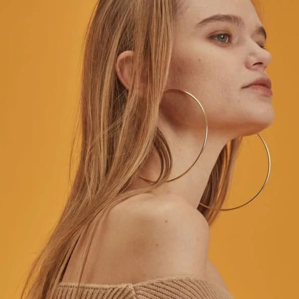 Stora Blanka Tunna Runda Hoop Örhängen - 8 cm - Guld