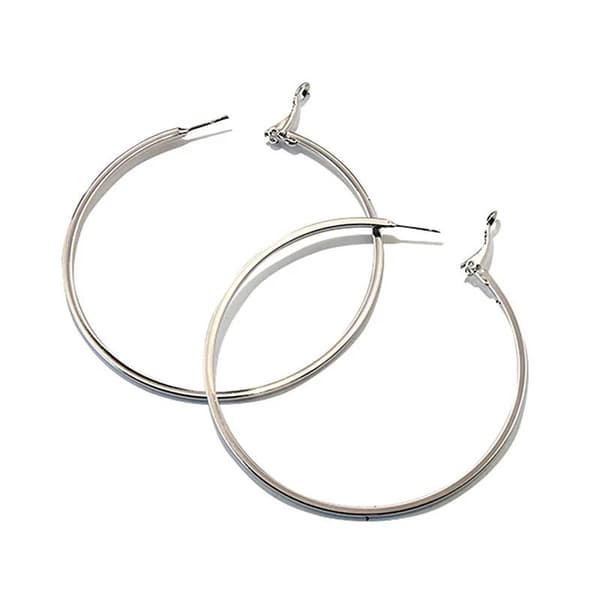 Stora Blanka Tunna Runda Hoop Örhängen - 6 cm - Silver