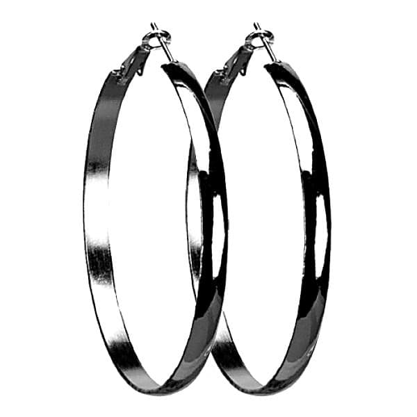 Stora Lite Breda Blanka Runda Hoop Örhängen - 5,5 cm - Silver