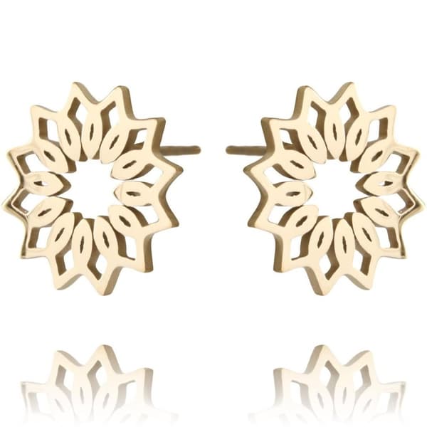 Stud Guld Örhängen i Stål med Söta Blommor - 14K Guldpläterade