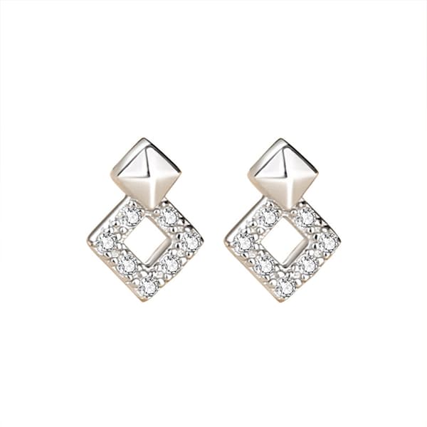 Flash zirconia geometri øredobber 925 sterling sølv
