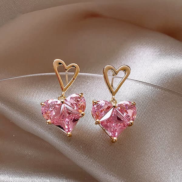 Hjärthänge Halsband Hjärta örhängen Rosa