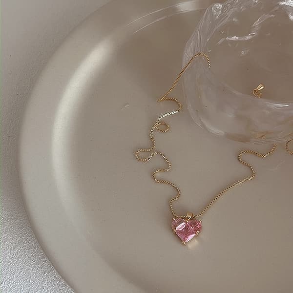 Hjärthänge Halsband Hjärta örhängen Rosa