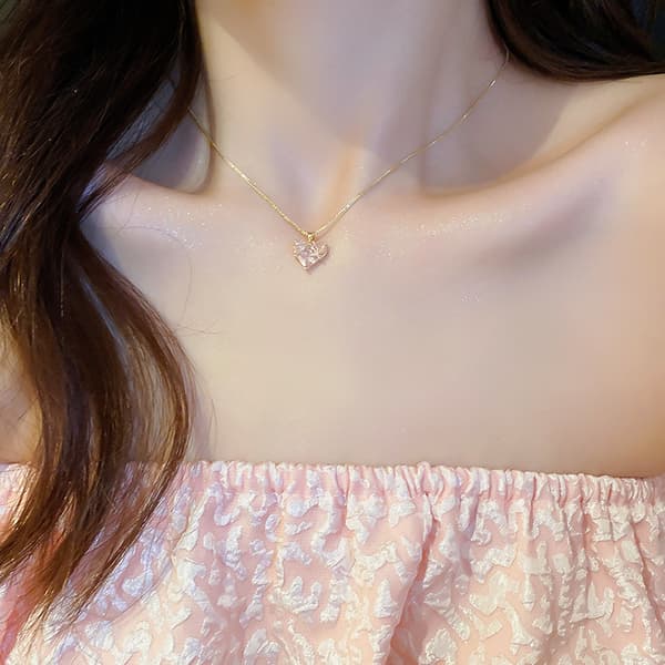 Hjärthänge Halsband Hjärta örhängen Rosa