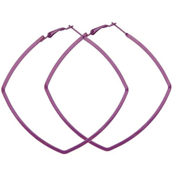 Stora Hoop Örhängen i form av Fyrkanter / Fyrkant - 6,5 cm -Lila