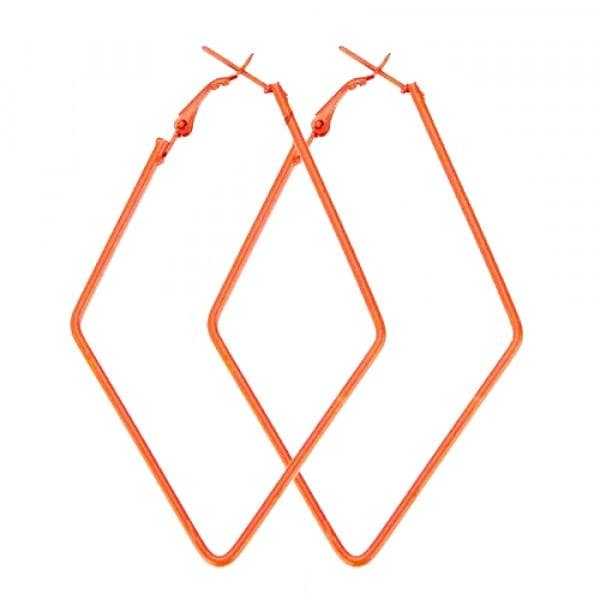Stora Hoop Örhängen i form av en Romb  - Aprikos / Orange