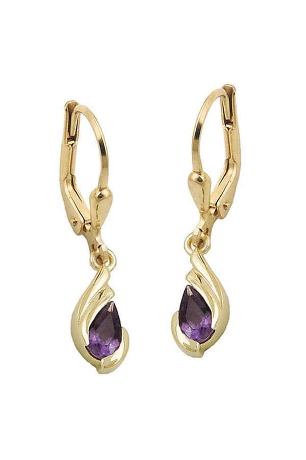 Leverback Earrings Amethyst 9k Gold - GL431357