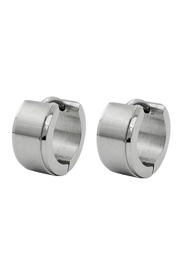 Hoop Earrings 13x7mm Hinged Hoops Matte-Finished Stainless Steel - GL03315