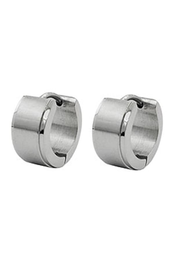 Hoop Earrings 13x7mm Hinged Hoops Matte-Finished Stainless Steel - GL03315