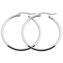 Klassiska Runda Hoop Silver Örhängen i Rostfritt Stål - 3,4 cm