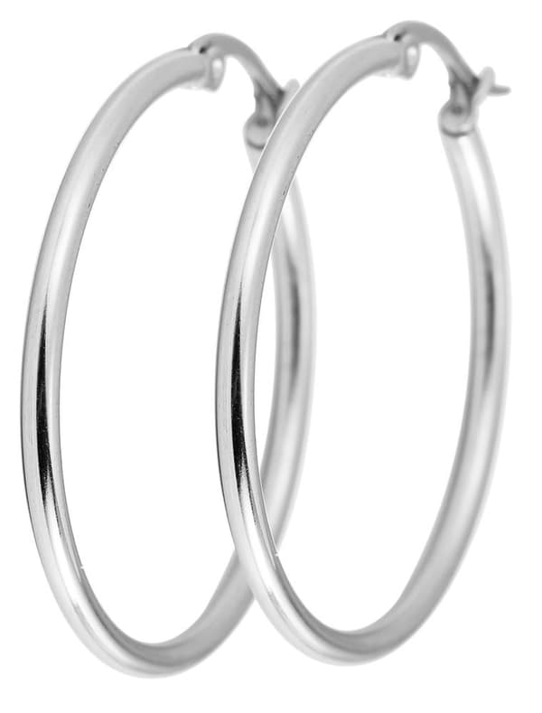 Klassiska Runda Hoop Silver Örhängen i Rostfritt Stål - 3,4 cm