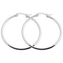 Klassiska Runda Hoop Silver Örhängen i Rostfritt Stål - 4 cm