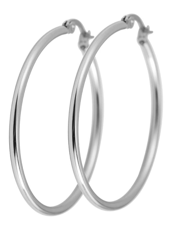 Klassiska Runda Hoop Silver Örhängen i Rostfritt Stål - 4 cm