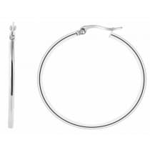 Klassiska Runda Hoop Silver Örhängen i Rostfritt Stål - 4,3 cm