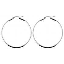 Klassiska Runda Hoop Silver Örhängen i Rostfritt Stål - 4,3 cm