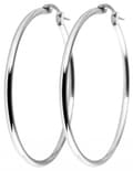 Miniatyrbild 1 av 4: Klassiska Runda Hoop Silver Örhängen i Rostfritt Stål - 4,3 cm