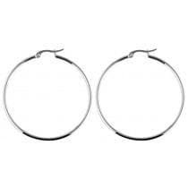 Klassiska Runda Hoop Silver Örhängen i Rostfritt Stål - 4,9 cm