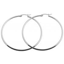 Klassiska Runda Hoop Silver Örhängen i Rostfritt Stål - 5,3 cm