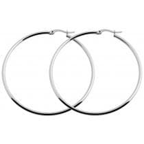 Klassiska Runda Hoop Silver Örhängen i Rostfritt Stål - 6 cm
