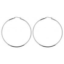Klassiska Runda Hoop Silver Örhängen i Rostfritt Stål - 6,4 cm