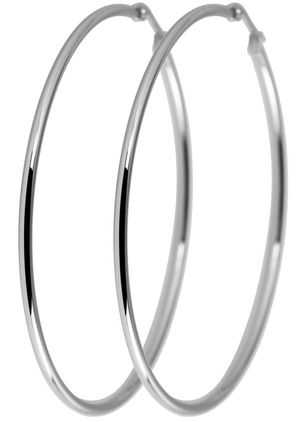 Klassiska Runda Hoop Silver Örhängen i Rostfritt Stål - 6,4 cm
