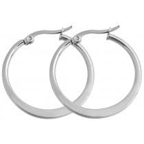 Runda Blanka Tunna Hoop Silver Örhängen i Rostfritt Stål -2,9 cm