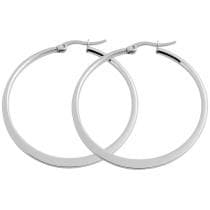 Runda Blanka Tunna Hoop Silver Örhängen i Rostfritt Stål - 4 cm