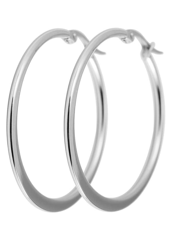 Runda Blanka Tunna Hoop Silver Örhängen i Rostfritt Stål - 4 cm