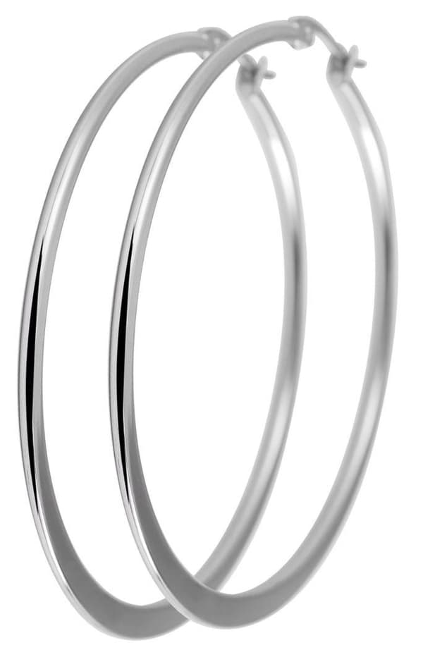 Runda Blanka Tunna Hoop Silver Örhängen i Rostfritt Stål -5,3 cm