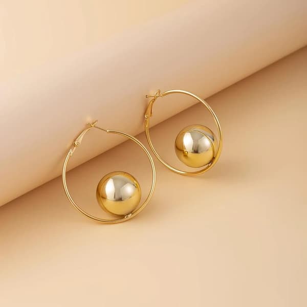 Stora Statement Hoop Guld Örhängen med Ring & Blank Kula