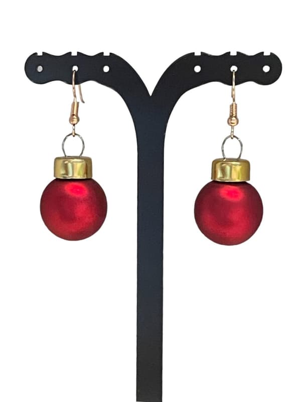 Guld Örhängen till Jul/Christmas - Röda Matta Julkulor