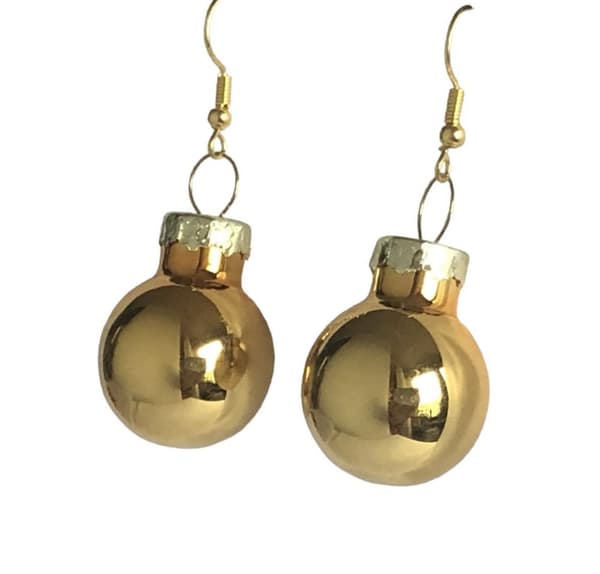 Guld Örhängen till Jul / Christmas - Guld Blanka Julkulor