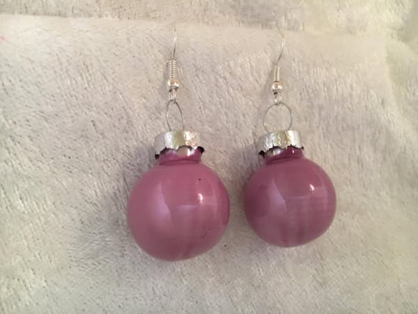 Silver Örhängen till Jul / Christmas - Dimrosa Blanka Julkulor
