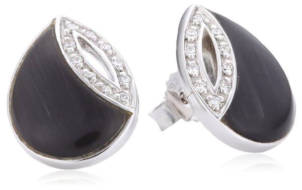Örhängen - ORPHELIA - Silver - Zirkoniumoxid - Silverfärgad - Svart