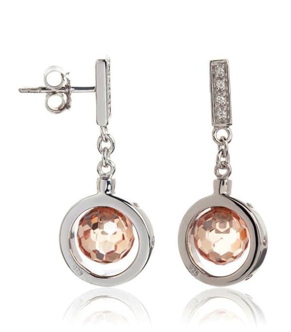 ORPHELIA Silver champagne zirkon örhänge