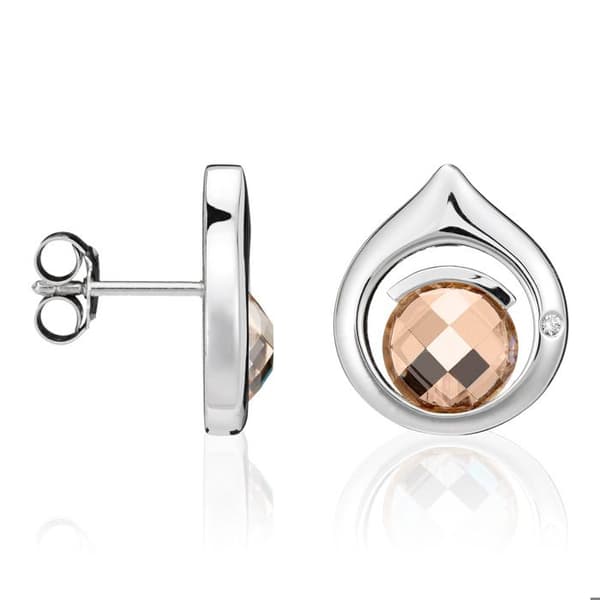 Örhänge - ORPHELIA - Silver - Zirkoniumoxid - Champagnezirkon - Kvinna