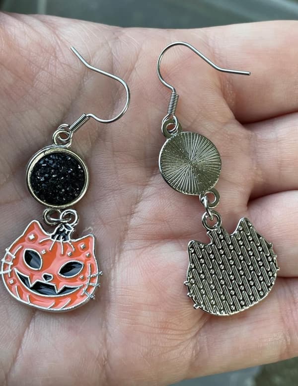 Örhängen Katt Pumpa Halloween Pumpkin Cat Rostfri Krok