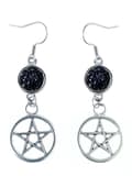 Pikkukuva 1 / 2: Örhängen Pentagram Svart Glitter Wicca Pagan Rostfri Krok