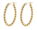 Miniatyrbild 1 av 3: Ovala Tvinnade Hoop Guld Örhängen i Stål - 14K Guldpläterade