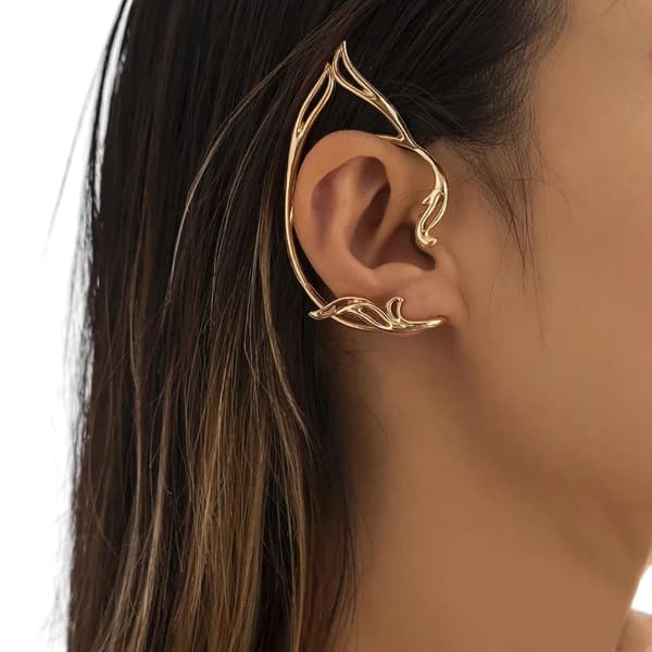 1 st Guld Ear Cuff Earcuff Wrap Örhänge - Snirklig - Vänster Öra