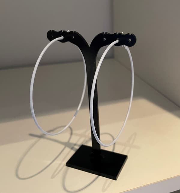 Vita Stora Blanka Tunna Runda Hoop Örhängen - 8 cm - Vit