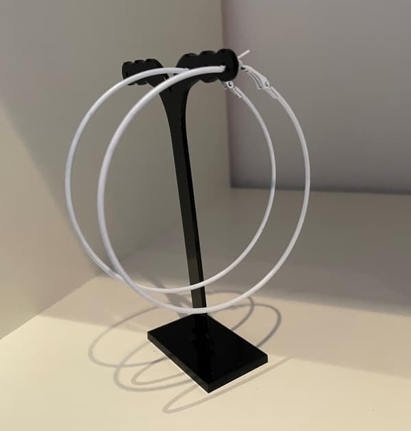 Vita Stora Blanka Tunna Runda Hoop Örhängen - 8 cm - Vit